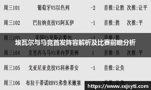 埃瓦尔与马竞首发阵容解析及比赛前瞻分析